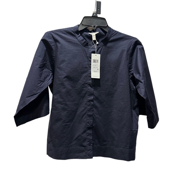 Eileen Fisher Mandarin Collar Shirt INK XXS NEW NWT REG $168